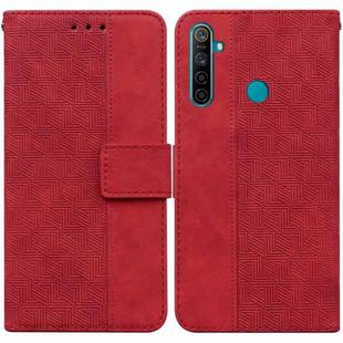 For OPPO Realme 5 / 5s / 6i Geometric Embossed Leather Phone Case(Red)