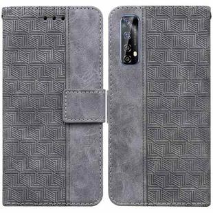 For OPPO Realme 7 / Narzo 20 Pro Geometric Embossed Leather Phone Case(Grey)