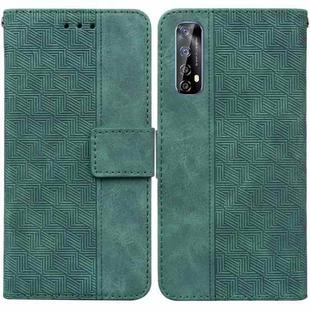 For OPPO Realme 7 / Narzo 20 Pro Geometric Embossed Leather Phone Case(Green)