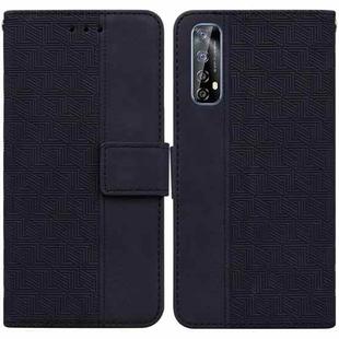 For OPPO Realme 7 / Narzo 20 Pro Geometric Embossed Leather Phone Case(Black)