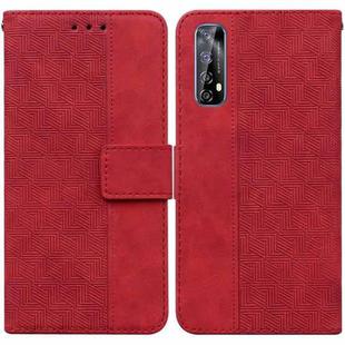 For OPPO Realme 7 / Narzo 20 Pro Geometric Embossed Leather Phone Case(Red)