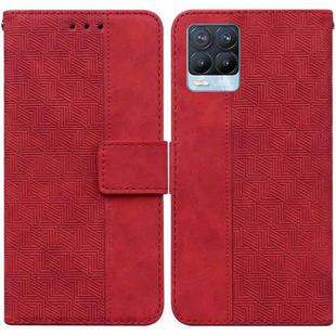 For OPPO Realme 8 / 8 Pro Geometric Embossed Leather Phone Case(Red)