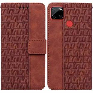 For OPPO Realme C12 / Narzo 20 Geometric Embossed Leather Phone Case(Brown)