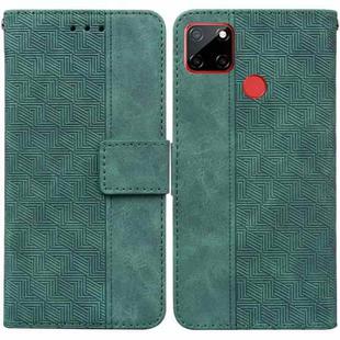 For OPPO Realme C12 / Narzo 20 Geometric Embossed Leather Phone Case(Green)