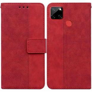 For OPPO Realme C12 / Narzo 20 Geometric Embossed Leather Phone Case(Red)