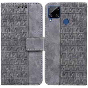 For OPPO Realme C15 Geometric Embossed Leather Phone Case(Grey)