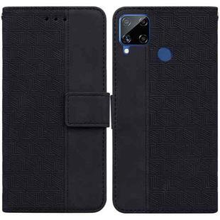 For OPPO Realme C15 Geometric Embossed Leather Phone Case(Black)