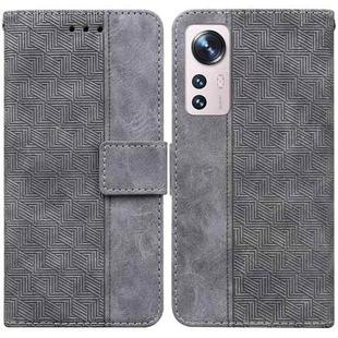 For Xiaomi 12 / 12X Geometric Embossed Leather Phone Case(Grey)