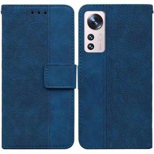 For Xiaomi 12 / 12X Geometric Embossed Leather Phone Case(Blue)