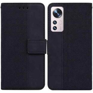 For Xiaomi 12 / 12X Geometric Embossed Leather Phone Case(Black)