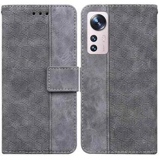 For Xiaomi 12 Pro Geometric Embossed Leather Phone Case(Grey)