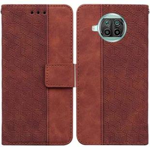 For Xiaomi Mi 10T Lite 5G Geometric Embossed Leather Phone Case(Brown)