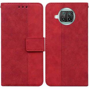 For Xiaomi Mi 10T Lite 5G Geometric Embossed Leather Phone Case(Red)