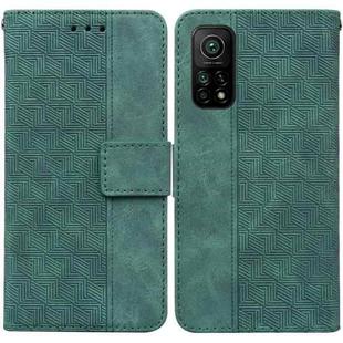 For Xiaomi Mi 10T Pro 5G / 10T 5G Geometric Embossed Leather Phone Case(Green)