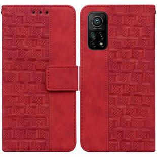 For Xiaomi Mi 10T Pro 5G / 10T 5G Geometric Embossed Leather Phone Case(Red)