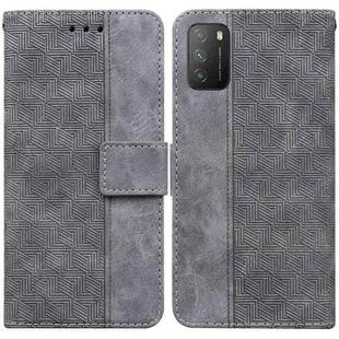 For Xiaomi Poco M3 / Redmi 9 Power Geometric Embossed Leather Phone Case(Grey)