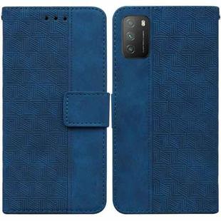 For Xiaomi Poco M3 / Redmi 9 Power Geometric Embossed Leather Phone Case(Blue)