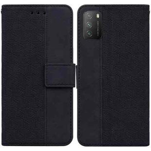 For Xiaomi Poco M3 / Redmi 9 Power Geometric Embossed Leather Phone Case(Black)