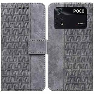 For Xiaomi Poco M4 Pro Geometric Embossed Leather Phone Case(Grey)