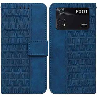 For Xiaomi Poco M4 Pro Geometric Embossed Leather Phone Case(Blue)