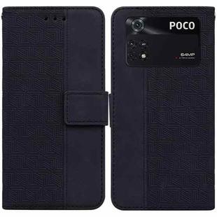 For Xiaomi Poco M4 Pro Geometric Embossed Leather Phone Case(Black)