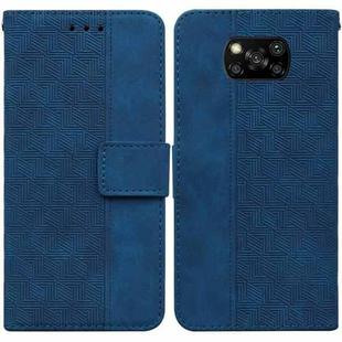 For Xiaomi Poco X3 NFC / Poco X3 Geometric Embossed Leather Phone Case(Blue)