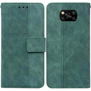For Xiaomi Poco X3 NFC / Poco X3 Geometric Embossed Leather Phone Case(Green)