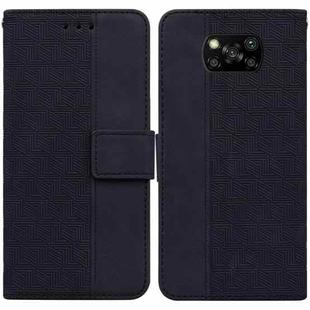 For Xiaomi Poco X3 NFC / Poco X3 Geometric Embossed Leather Phone Case(Black)