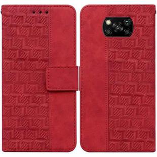 For Xiaomi Poco X3 NFC / Poco X3 Geometric Embossed Leather Phone Case(Red)