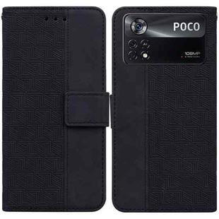 For Xiaomi Poco X4 Pro 5G Geometric Embossed Leather Phone Case(Black)