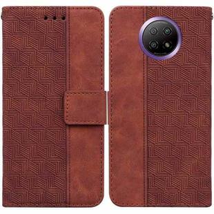 For Xiaomi Redmi Note 9T / Note 9 5G Geometric Embossed Leather Phone Case(Brown)