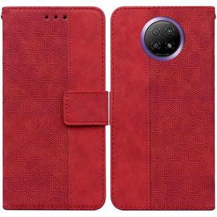 For Xiaomi Redmi Note 9T / Note 9 5G Geometric Embossed Leather Phone Case(Red)