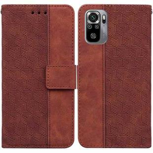 For Xiaomi Redmi Note 10 4G / Note 10S Geometric Embossed Leather Phone Case(Brown)