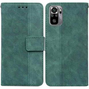 For Xiaomi Redmi Note 10 4G / Note 10S Geometric Embossed Leather Phone Case(Green)