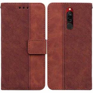 For Xiaomi Redmi 8 / 8A Geometric Embossed Leather Phone Case(Brown)