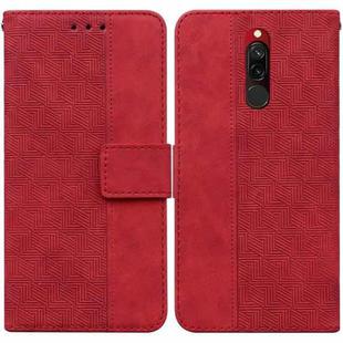 For Xiaomi Redmi 8 / 8A Geometric Embossed Leather Phone Case(Red)