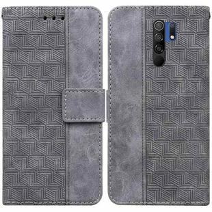 For Xiaomi Redmi 9 / 9 Prime / Poco M2 Geometric Embossed Leather Phone Case(Grey)