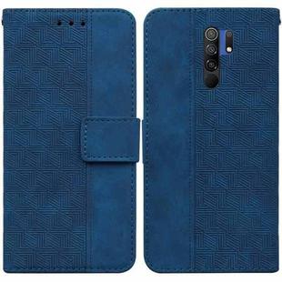 For Xiaomi Redmi 9 / 9 Prime / Poco M2 Geometric Embossed Leather Phone Case(Blue)