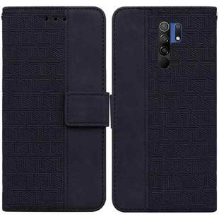 For Xiaomi Redmi 9 / 9 Prime / Poco M2 Geometric Embossed Leather Phone Case(Black)
