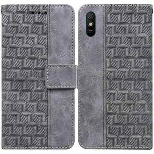 For Xiaomi Redmi 9A Geometric Embossed Leather Phone Case(Grey)