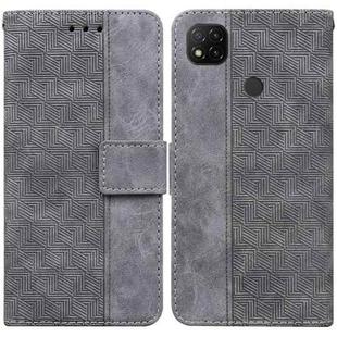 For Xiaomi Redmi 9C Geometric Embossed Leather Phone Case(Grey)