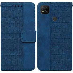 For Xiaomi Redmi 9C Geometric Embossed Leather Phone Case(Blue)
