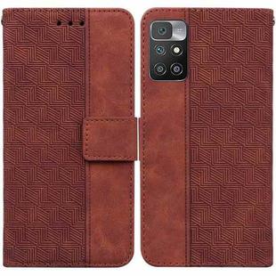For Xiaomi Redmi 10 / 10 Prime Geometric Embossed Leather Phone Case(Brown)
