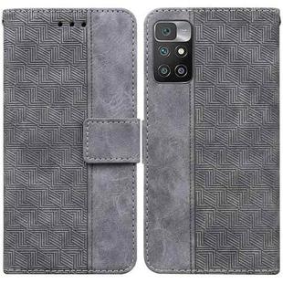 For Xiaomi Redmi 10 / 10 Prime Geometric Embossed Leather Phone Case(Grey)