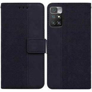 For Xiaomi Redmi 10 / 10 Prime Geometric Embossed Leather Phone Case(Black)