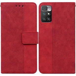 For Xiaomi Redmi 10 / 10 Prime Geometric Embossed Leather Phone Case(Red)