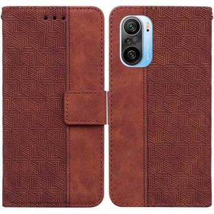 For Xiaomi Redmi K40 / K40 Pro / Mi 11i  Geometric Embossed Leather Phone Case(Brown)