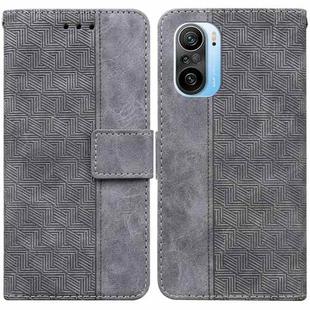 For Xiaomi Redmi K40 / K40 Pro / Mi 11i  Geometric Embossed Leather Phone Case(Grey)