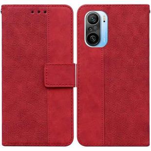 For Xiaomi Redmi K40 / K40 Pro / Mi 11i  Geometric Embossed Leather Phone Case(Red)