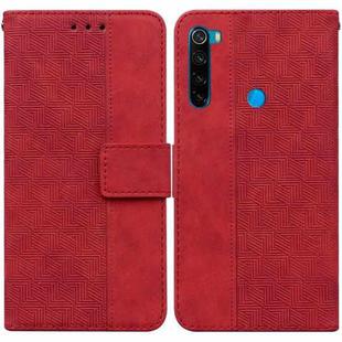 For Xiaomi Redmi Note 8 Geometric Embossed Leather Phone Case(Red)
